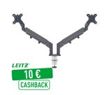 Bras double pour écrans - faible encombrement - gris foncé - Leitz Ergo
