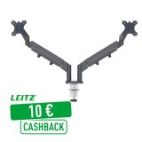 Bras double pour écrans - faible encombrement - gris foncé - Leitz Ergo