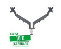 Bras double pour écrans - faible encombrement - gris foncé - Leitz Ergo