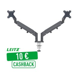 Bras double pour écrans - faible encombrement - gris foncé - Leitz Ergo