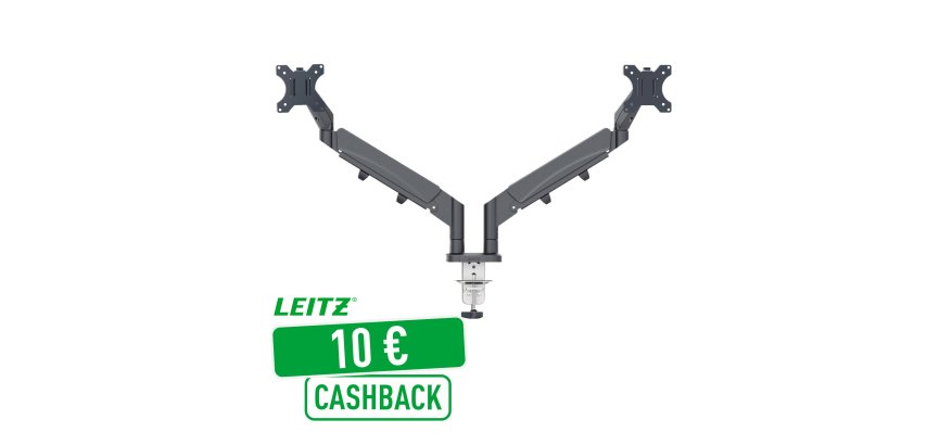 Bras double pour écrans - faible encombrement - gris foncé - Leitz Ergo
