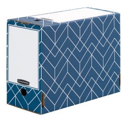 Boîte archives carton Fellowes Déco - Dos de 15 cm - Bleue ardoise