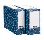 Boîte archives carton Fellowes Déco dos de 10 cm - montage manuel - coloris bleu ardoise