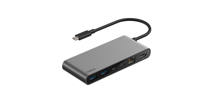Belkin INC024HQSGY – USB-C 8-in-1 Hub mit 4K HDMI, 2,5 Gbit/s Ethernet und 100 W Power Delivery