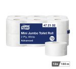 Papier toilette Mini Jumbo double épaisseur Advanced Tork T2 - 12 rouleaux de 180 m