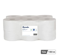 Papier toilette Mini Jumbo double épaisseur Renovelar - 12 rouleaux de 180 m