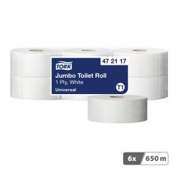 Papier toilette Maxi Jumbo simple épaisseur Tork T1 - 6 rouleaux de 650 m