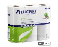 Papier toilette double épaisseur Lucart Eco - 96 rouleaux de 200 feuilles