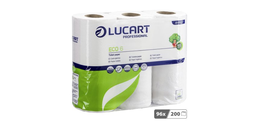 Papier toilette double épaisseur Lucart Eco - 96 rouleaux de 200 feuilles
