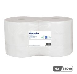 Papier toilette Maxi Jumbo double épaisseur Renovelar - 6 rouleaux de 380 m