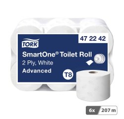 Tork SmartOne® Papier toilette rouleau blanc T8, Advanced, 2 plis, 6 x 1 150 feuilles