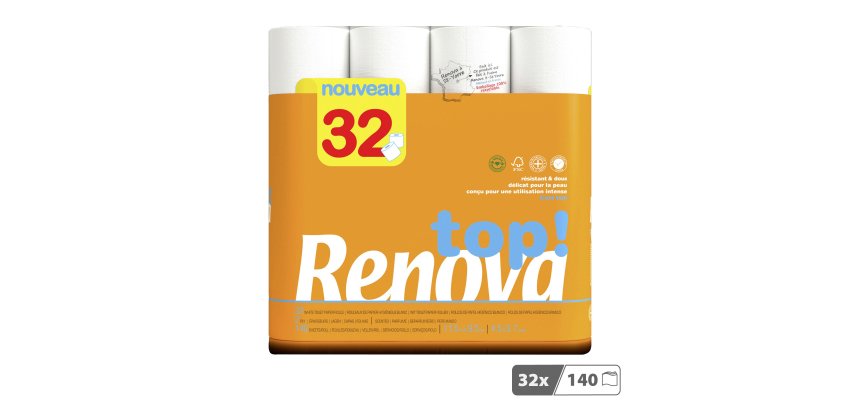 Papier toilette double épaisseur Renova Top - 32 rouleaux de 140 feuilles