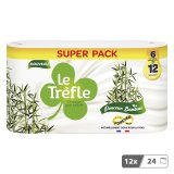 Papier toilette triple épaisseur Le Trèfle Douceur Bambou 12 maxi rouleaux = 24 rouleaux classiques