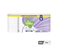 Papier toilette triple épaisseur Le Trèfle Douceur fleur de coton 24 maxi rouleaux = 36 rouleaux classiques