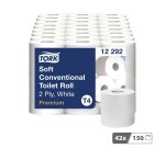 Papier toilette quadruple épaisseur Tork Premium Confort T4 - 42 rouleaux de 150 feuilles