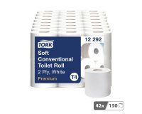 Papier toilette quadruple épaisseur Tork Premium Confort T4 - 42 rouleaux de 150 feuilles