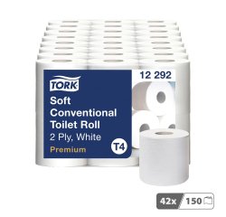 Papier toilette quadruple épaisseur Tork Premium Confort T4 - 42 rouleaux de 150 feuilles