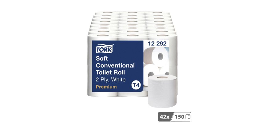 Papier toilette quadruple épaisseur Tork Premium Confort T4 - 42 rouleaux de 150 feuilles