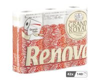 Papier toilette quadruple épaisseur Grand Royal Renova - 42 rouleaux de 140 feuilles