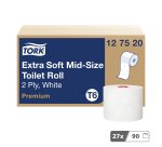 Papel higiénico de doble capa Tork Mid-size T6 Premium - 27 rollos de 90 m