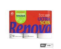 Papier toilette double épaisseur Ultra soin Renova - 48 rouleaux de 140 feuilles