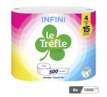 Papier toilette Le Trèfle Infini 8 maxi rouleaux = 30 rouleaux classiques