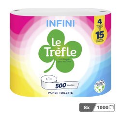Papier toilette Le Trèfle Infini 8 maxi rouleaux = 30 rouleaux classiques