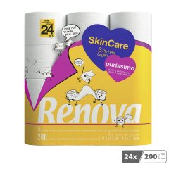 Papier toilette triple épaisseur Renova Skin Care Purissimo- 24 rouleaux de 200 feuilles
