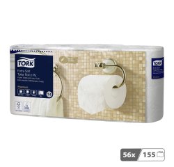 Papier toilette triple épaisseur Tork Extra Soft T4 - 56 rouleaux de 155 feuilles