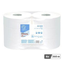 Papier toilette Maxi Jumbo double épaisseur Papernet - 6 rouleaux de 360 m
