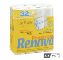 Papier toilette double épaisseur Renova Progress - 32 rouleaux de 140 feuilles