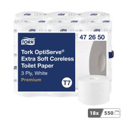 Papier toilette triple épaisseur Tork Premium T7 - 18 rouleaux de 550 feuilles