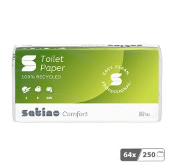 Papel higiénico de doble capa Satino Comfort - 64 rollos de 250 hojas