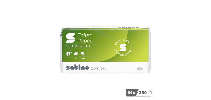 Papier toilette double épaisseur Satino Comfort - 64 rouleaux de 250 feuilles