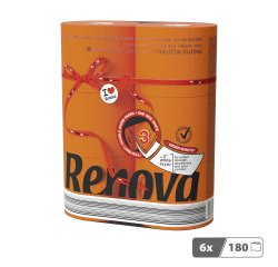 Papier toilette triple épaisseur Renova couleur - 6 rouleaux de 180 feuilles