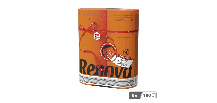 Papier toilette triple épaisseur Renova couleur - 6 rouleaux de 180 feuilles