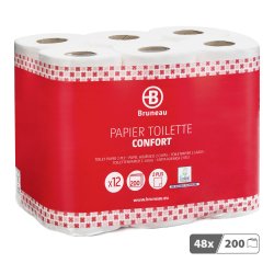 Papier toilette double épaisseur Bruneau - 48 rouleaux de 200 feuilles