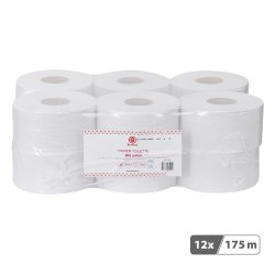 Papier toilette Mini Jumbo double épaisseur Bruneau - 12 rouleaux de 175 m