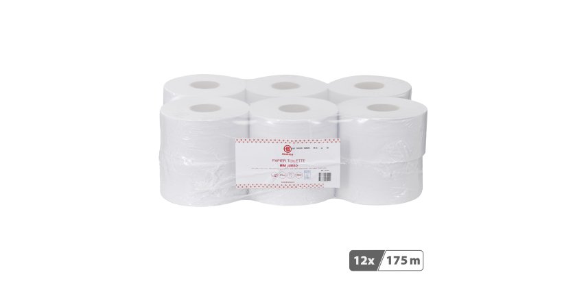 Papier toilette Mini Jumbo double épaisseur Bruneau - 12 rouleaux de 175 m