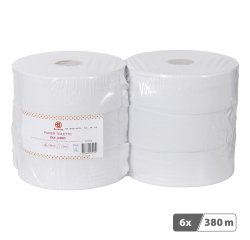 Papier toilette Maxi Jumbo double épaisseur Bruneau - 6 rouleaux de 380 m