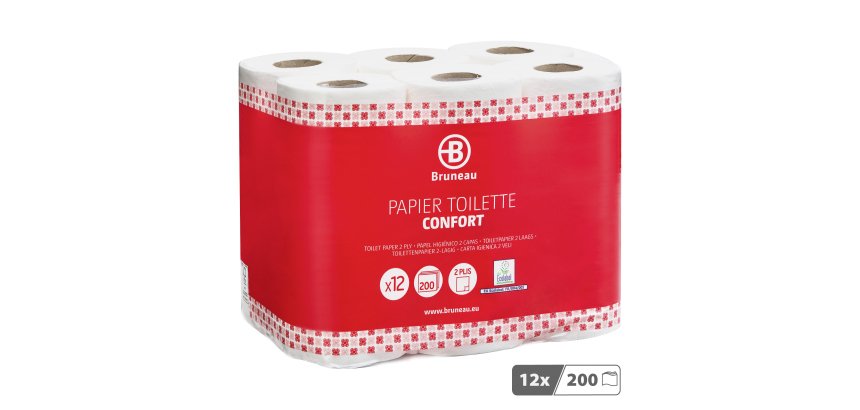 Papier toilette double épaisseur Bruneau - 12 rouleaux de 200 feuilles