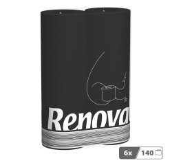 Papier toilette triple épaisseur Renova - 6 rouleaux de 140 feuilles noir