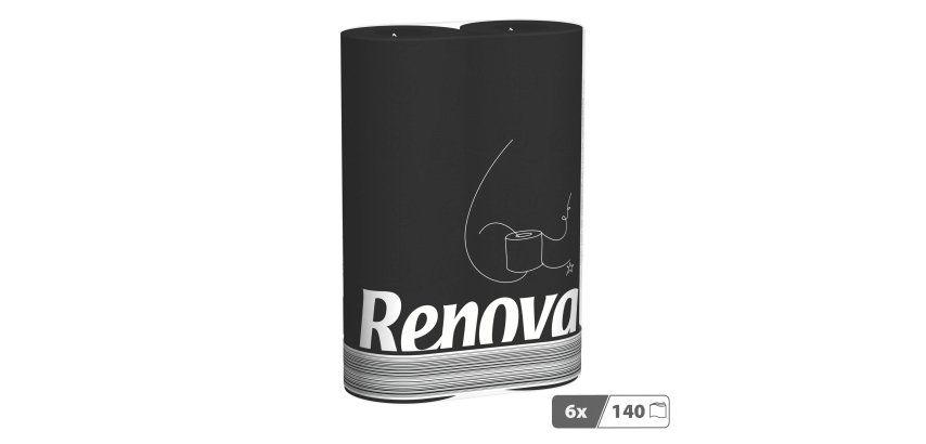 Papier toilette triple épaisseur Renova - 6 rouleaux de 140 feuilles noir