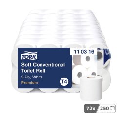 Papier toilette triple épaisseur Tork Premium T4 - 72 rouleaux de 250 feuilles