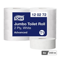 Papier toilette Maxi Jumbo double épaisseur Tork T1 Advanced - 6 rouleaux de 360 m