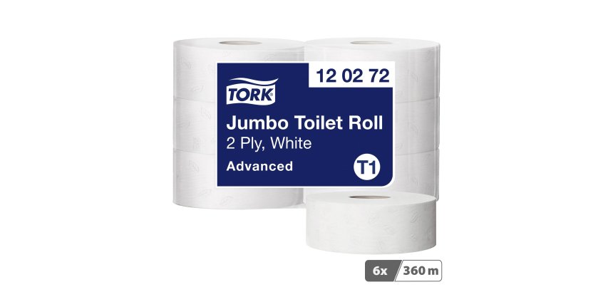 Papier toilette Maxi Jumbo double épaisseur Tork T1 Advanced - 6 rouleaux de 360 m