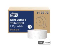 Papier toilette Maxi Jumbo double épaisseur Tork T1 Premium - 6 rouleaux de 360 m