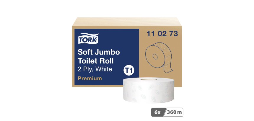 Papier toilette Maxi Jumbo double épaisseur Tork T1 Premium - 6 rouleaux de 360 m