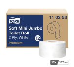 Toilet paper Mini Jumbo double thickness Tork T2 Premium - Box of 12 rolls 170 m