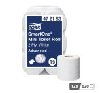 Tork SmartOne® Mini papier toilette rouleau blanc T9, Advanced, 2 plis, 12 x 620 feuilles